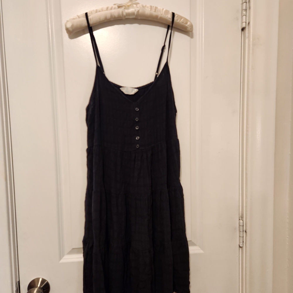 Black Strappy Button-Down Dress
